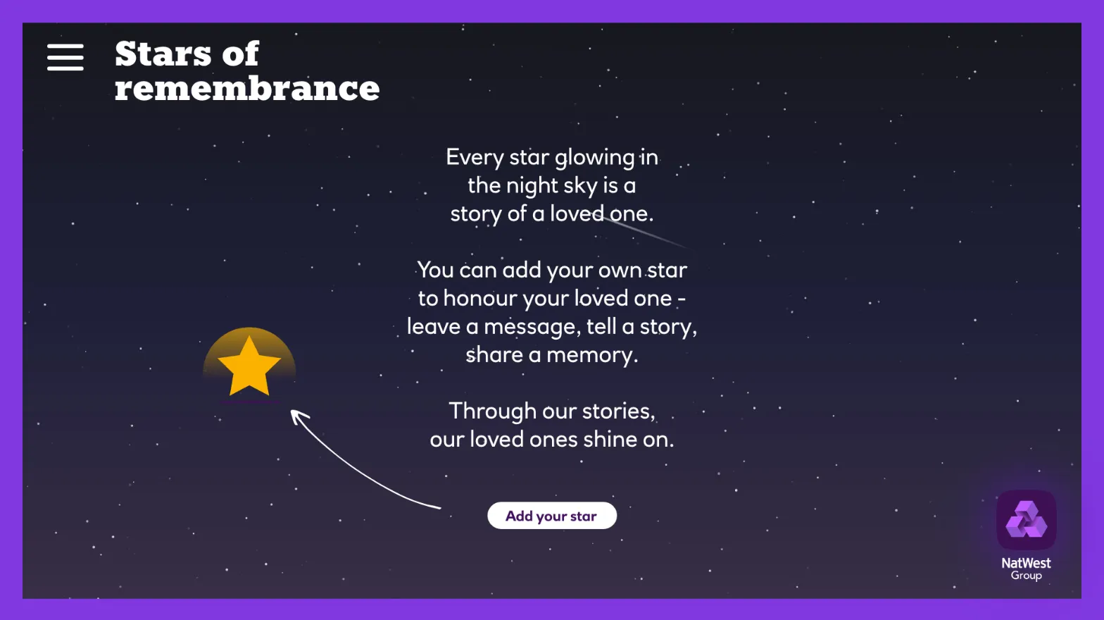 Stars of remembrance screen 1